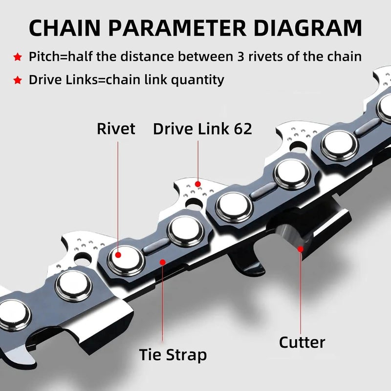Fifchall 4 Pack 8 Inch Chainsaw Chain 3/8" LP Pitch .050" Gauge 33 Drive Links, 8 Inch Replacement Pole Saw Chains Compatible for Sun Joe SWJ800E SWJ806E, Chicago, Portland 62896, Greenworks, Oregon S33 - Image 2